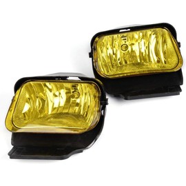 DOTCOM Fog Lights,Compatible with Chevy Silverado 2003-2007/Avalanche 2002-2006 without Body Cladding,Driving Bumper Lamp Yellow Lens w/H10 Bulbs