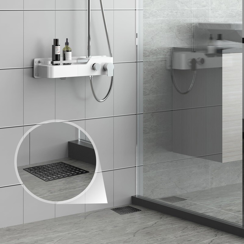 2 Pcs Square Shower Drain Cover 4" Matte Black- Anti-Clog