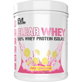 Evlution Nutrition Clear Whey - 100% Whey Protein Isolate - for Muscle Growth, Strength & Recovery - 20g Isolate Protein Per Serving - Fast Absorbing - Gluten & Fat Free - 1.1lb - Pink Lemonade