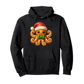 Funny Gingerbread Man Octopus Christmas Womens Mens Gifts Pullover Hoodie