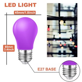 MZyoyo 1W Colored LED Bulb,E26/E27 K45 Colored Bulbs,Multicolor LED Bulb,Red Yellow Blue Green Orange Purple,for for Indoor Outdoor Patio Party Decoration,6 Pack