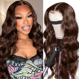 26 Inch 5x5 HD Lace Closure Wigs Human Hair Wear and Go Glueless Wigs Pre Plucked Pre Cut 180% #4 Chocolate Brown Lace Front Wigs Human Hair