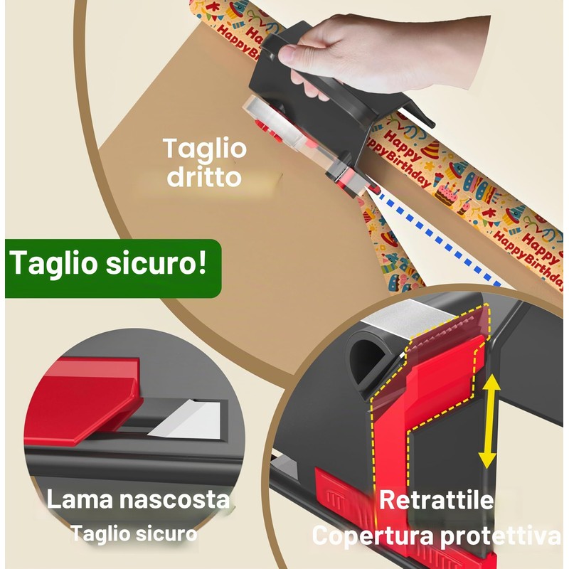 Quuylin 2 pezzi Tagliacarte per rotoli di carta regalo