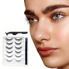 False Eyelashes, 6 Pairs of 3D Magnetic Eyelashes, Magnetic Eyelashes Set, Artificial Magnetic Eyelashes, Eyelashes for Work, Dating Party, Reusable, Black