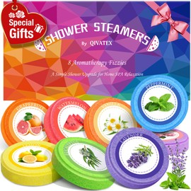Qivatex Shower Steamers Aromatherapy, Birthday Gifts for Women Teen Girls Wife Her Mom Grandma Wife Sister, Graduation Gifts, Natural Essential Oil SPA Self Care Relaxation Shower Bombs (8 Pack)