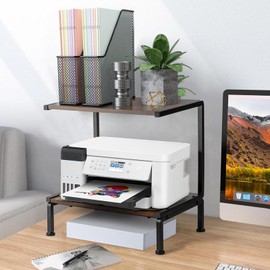 KIPHCA Printer Stand with Storage for Desk, 2 Tier Desktop Printer Stand-Multi-Purpose Desk Organizer, Large Wooden Printer Table for Folders,Books,for Fax Machine, Scanner,Home Office, 3D Printer