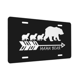 Mama Bear Mother Bear License Plate, Decorative Car Front License Plate, Aluminum Novelty License Plates Vanity Tag Metal Car Plate for Women Men 6 X 12 Inch