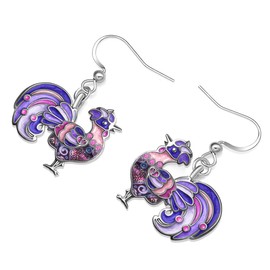 RAIDIN Cute Enamel Alloy Chicken Earrings Farm Animal Rooster Hypoallergenic Dangle Hook Earrings Jewellery Gifts for Women Girls Charms, Zinc Alloy Steel, No Gemstone