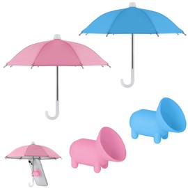 WZHHDM Cell Phone Umbrella, 2 Pcs Glare Blocking Phone Shade, With Cute Piggy Sucker Sun Shade for Phone, Multifunctional Adjustable Phone Umbrella, Outdoor Cell Phone Sunshade Holder (Pink, Blue)