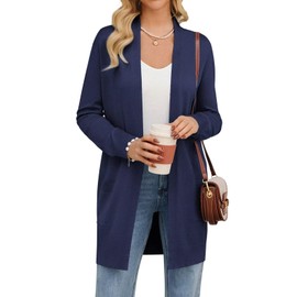 GRACE KARIN Women's Open Front Cardigan Lightweight Long Knit Sweater(XS,Navy Blue)