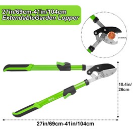27-41" Telescopic Loppers for Tree Trimming, Heavy Duty Tree Cutter with Extendable Handle, Branch Trimmer for Garden, Farm Cutter up to 2-Inch Diameter, Low-Friction Sharp Steel Blade