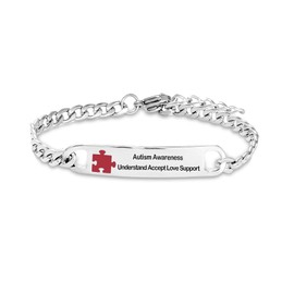 SBI Jewelry Autism Medical ID Bracelet Adjustable Stainless Steel Emergency Autistic Bracelets Jewellery for Health Condition