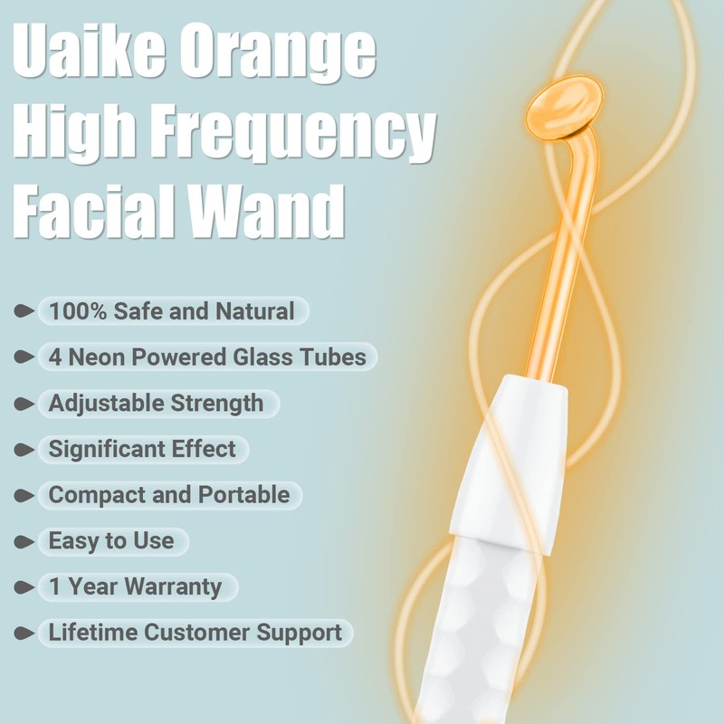 High Frequency Facial Wand - Uaike Orange Portable Handheld High