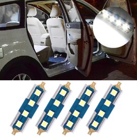 cciyu 36mm Festoon LED Bulbs 4-3030-SMD Super Bright:W hite Interior Car Lights 6411 6418 C5W DE3423 6413 DE3425 fit for Dome Map Door Light Courtesy Light Bulbs Pack of 4