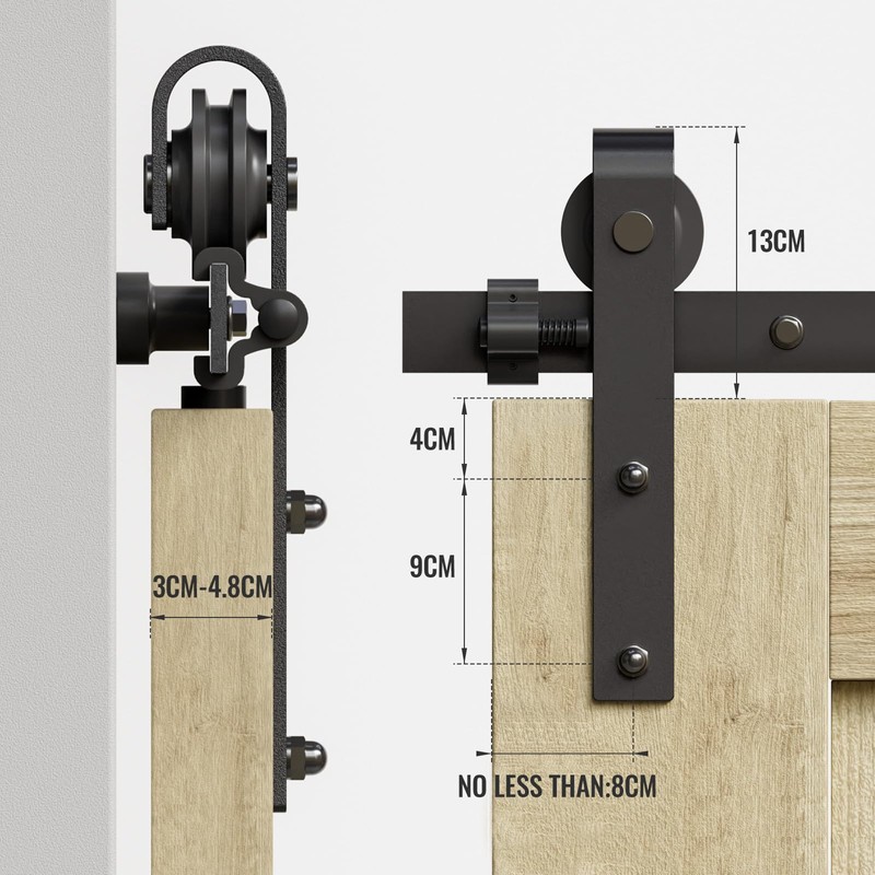 CCJH 6FT/183CM Sliding Barn Door Hardware Kit for Single Door