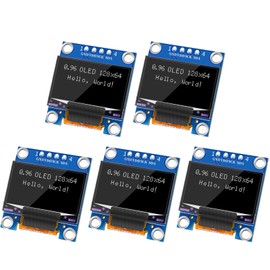 MakerFocus 5pcs 0.96 Inch I2C IIC OLED Display Module SSD1315 Driver 128 x 64 Pixel Self-Luminous Display Board for Arduino, ESP32, Raspberry Pi(White, Soldered)