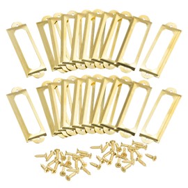sourcing map Metal Label Holders, 60x17mm 50pcs File Name Card Tag Label Holder Frame for Office Library Drawer Cabinet Shelves, Gold Tone