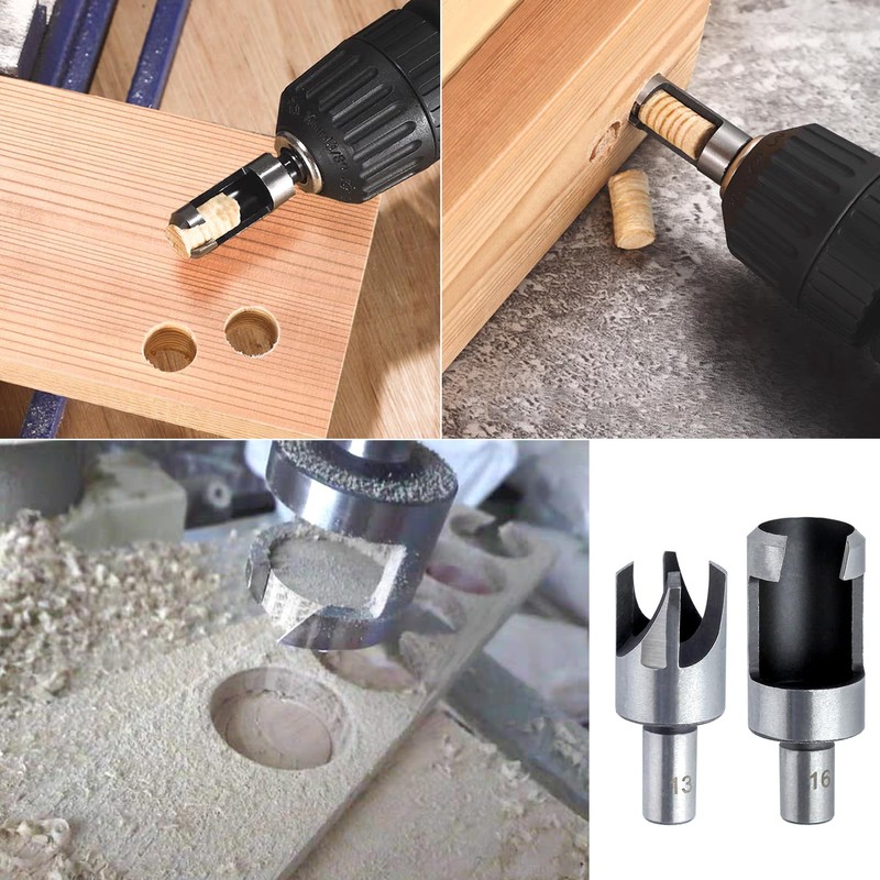 LEONTOOL 8Pcs Wood Plug Cutter Drill Bit Set Straight and
