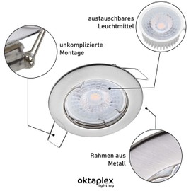 Oktaplex Set of 6 LED Recessed Spotlights 230 V Sedan with LED Module Warm White