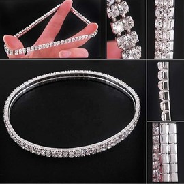 TRHDFW Layered Beach Rhinestones Anklet Silver Ankle Bracelets Crystal Foot Jewelry Adjustable for Women Girls
