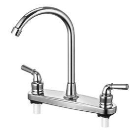 RV Non-Metallic Kitchen Faucet Two Handle-8" Main Body-High Arch-360 Swivel Replace for Motorhomes, Travel Trailers,Campers (8" HIGH Arch)