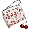 Cartera para Mujer Pequeña Bifold Compacta con Cremallera,Cereza