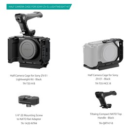 Tilta ZV-E1 Cage,Half Camera Cage Compatible with Sony ZV-E1 Lightweight Kit with NATO Rail and Compact NATO Top Handle - Black TA-T35-A-B
