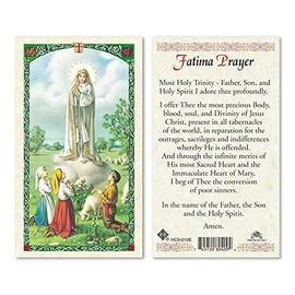 Prayer To Our Lady Of Fatima.Laminated 2-Sided Holy Card (3 Cards per Order)