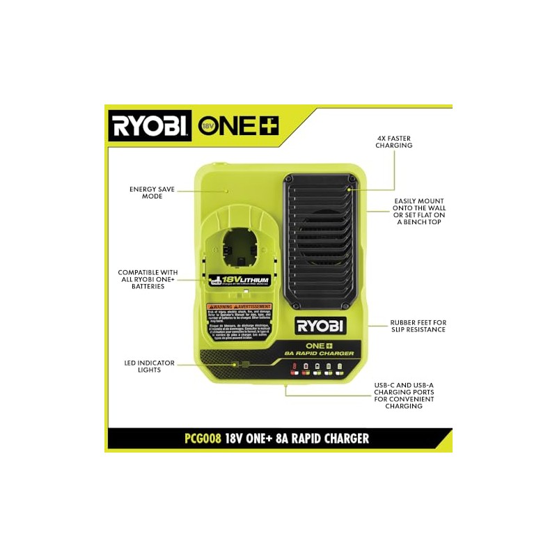 RYOBI 18V ONE+ Rapid Fast Charger 18 Volt