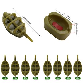 LYTIAVGEN 8 Piece Fishing Feeder Set Fishing Feeders Inline Method Feeder Set Plastic Fishing Feeder Basket Fishing Bait 15/20/25/30/35/40/50/60g Flat Method Feeder with Bait Shape Carp Fishing