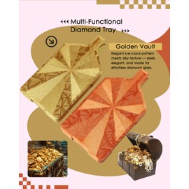 ForeverYoung Crystalline Diamond Art Trays with Lids Diamond Painting Accessories, 2-Piece Diamond Painting Trays with Lids, Silky Diamond Art Accessories and Tools, Golden Vault