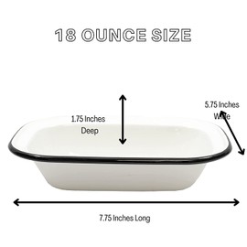 Tablecraft Enamelware Collection Black Rim Solid White Enamel Rectangular Roasting Pan, Camping, Farmhouse, Home & Restaurant, Porcelain Over Steel, Vintage, Boho, Retro, 7.75x5.75x4 Deep, Set of 4