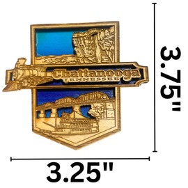 Chattanooga Tennessee Souvenir Refrigerator Magnet, Travel Memorabilia for Collectors, 3.75 by 3.25 Inches