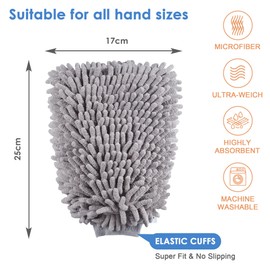 SYCEES 2 Stücke Mikrofaser Autowaschhandschuh, weicher Korallen Auto Chenille Waschhandschuh Handschuh für Autowäsche (Grau)