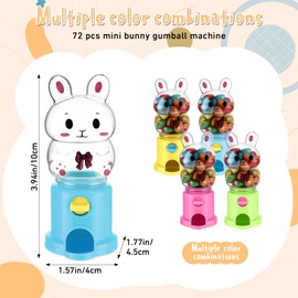 Seenelling 72 Pcs Mini Bunny Gumball Machine with Base for Kids Mini Candy Dispenser 3.86 Inch Rabbit Capsules Toys End of School Year Gifts for Students Kindergarten Bulk