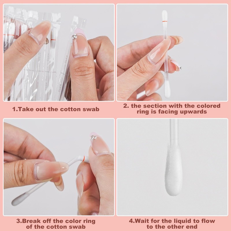 Cotton Swabs,Cotton Makeup Remover Swabs,Eye & Lip Sticks Remover,Liquid-Filled Makeup