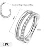 LunarCharm Silber Gestapelter Septumring mit Zirkon, 16G Creolen, 316L Stainless