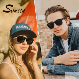 Sunier Polarized Sunglasses for Men and Women Matte Finish Sun glasses Color Mirror Lens UV Blocking (3 Pack)