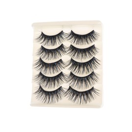 SAFIGLE 5 Pairs Long Fake Eyelashes High Grade Fiber Thick Artificial Lashes for Women Makeup Black Color Easy to Use and Remove for Daily and Stage Use