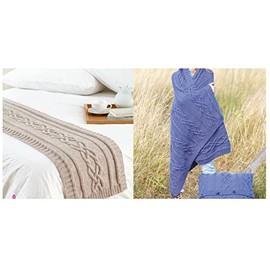 King Cole Aran Knitting Pattern Cable Knit Blanket Floor Cushion & Bed Runner (5959)