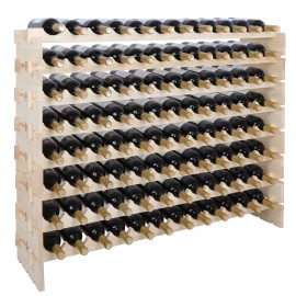 ZENY 96 Bottles Holder Wine Rack Stackable Storage 8 Tier Solid Wood Display Shelves