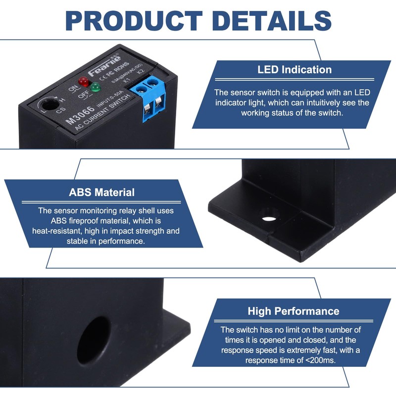 sourcing map 2pcs Miniature Current Switch 0-50A Normally Closed AC