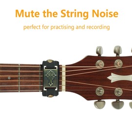 Rockhouse Guitar String Mute Dampener, Electric Guitar String Muter Bass Fret Neck Wrap, Black Leather with Metal Totem Accent, Cross