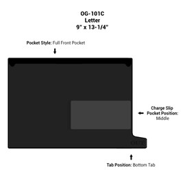 Doctor Stuff - Small Bottom Tab Vinyl Outguides, Full Front Pocket, Middle Charge Out Slip Pocket, Plastic File Folder, Letter Size 9" x 13-1/4", Black, 50/Box