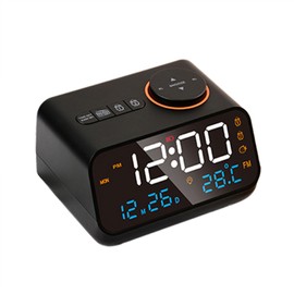 Digital Alarm Clock with Large LED Display FM Radio Sleep Timer Sound Machine Dual Alarm Snooze Thermometer for Adults Seniors and Kids