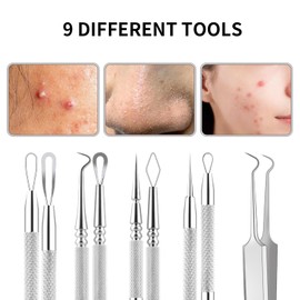 Goooxtex Pimple Popper Tool Kit Blackhead Remover Comedone Extractor Kit with Metal Case for Facial and Nose Quick and Easy Removal of Pimples, Blackheads, Zit - Acne Tools