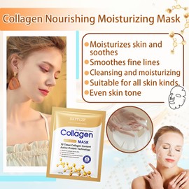 3PCS Collagen Face Mask,Hydrating Facial Sheet Masks,Moisturizing Sheet Mask,Overnight Face Mask for All Skin Type