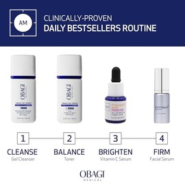 Obagi Bestsellers Travel Skincare Set – Travel Friendly, Anti-Aging Skincare Gift Set for All Skin Types; Includes Facial Cleanser 2oz, Toner 2oz, Vitamin C Serum .17oz & Firming Facial Serum .17oz