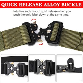 MOZETO Tactical Belts for Men Military Style Work Hiking Riggers Web Gun Belt with Heavy Duty Quick Release Metal Buckle