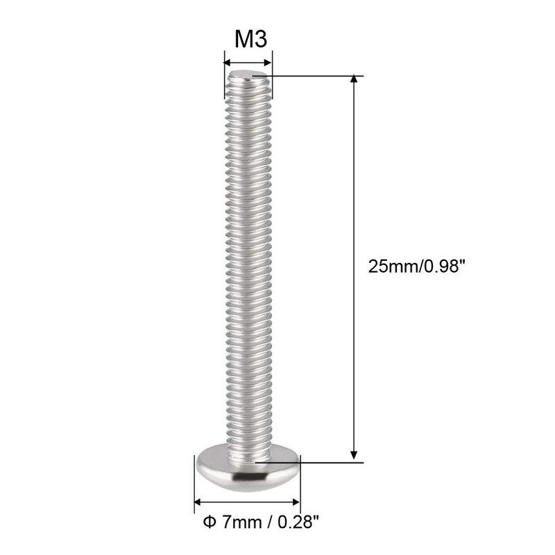 sourcing map Machine Screws, M3x25mm Phillips Screw, 304 Stainless Steel,
